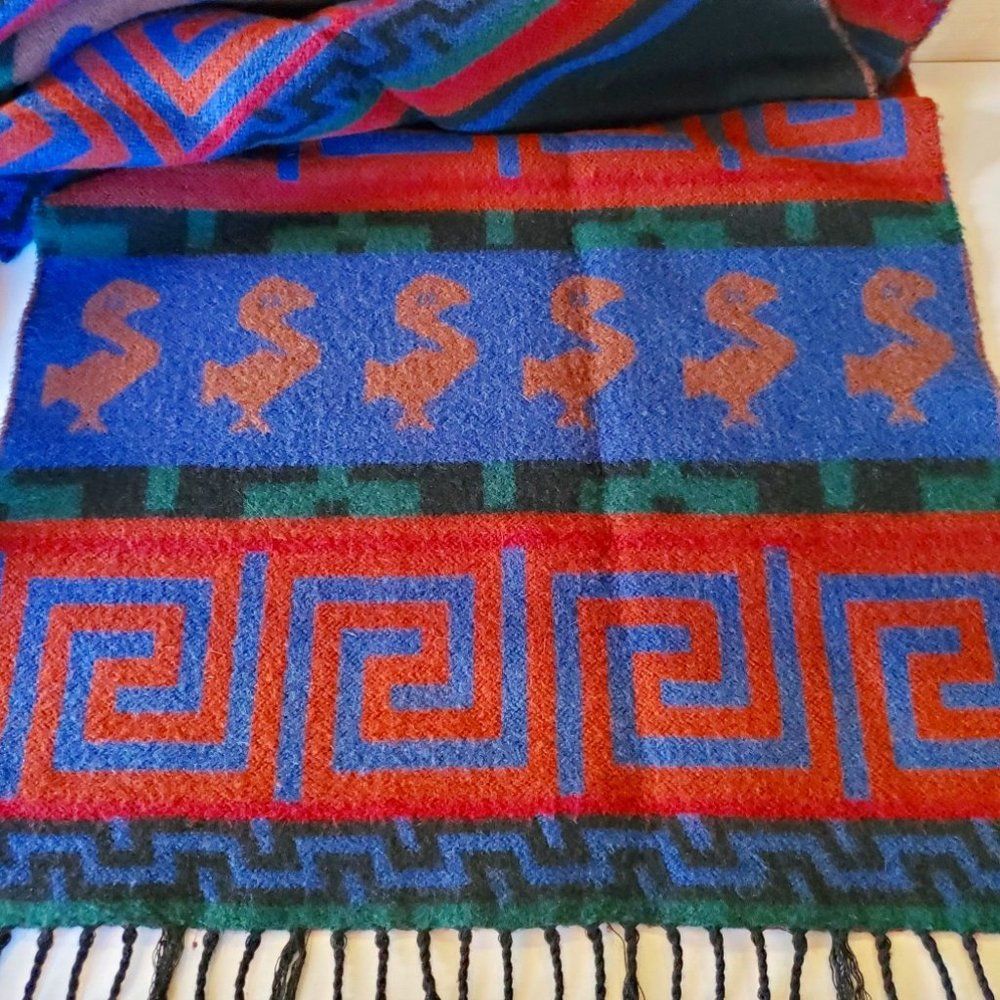 Colourful Southwestern Aztec Print Scarf Fringe